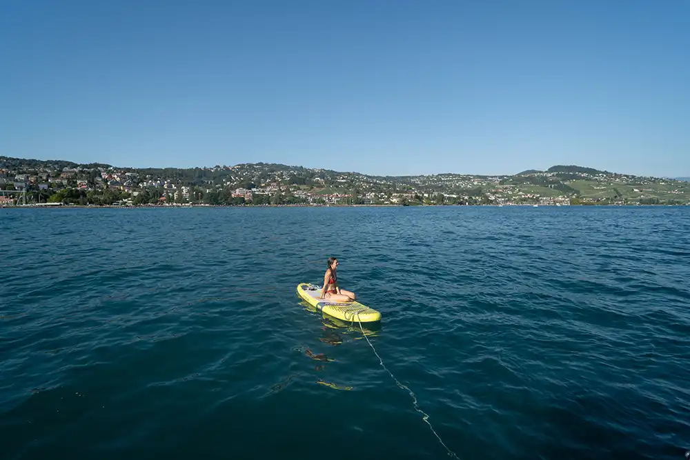 Panorama des vignobles de Lavaux depuis le lac